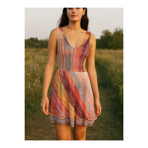 Anthropologie Cecilia Prado Reverie Knit Dress Multi Color Striped